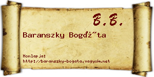 Baranszky Bogáta névjegykártya